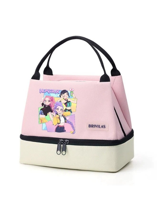 K-POP: XINGNIAO Dopamine Large Capacity Dual-Layer Lunch Bag, Thickened Aluminum Foil Insulated Tote for Office Workers and Picnics